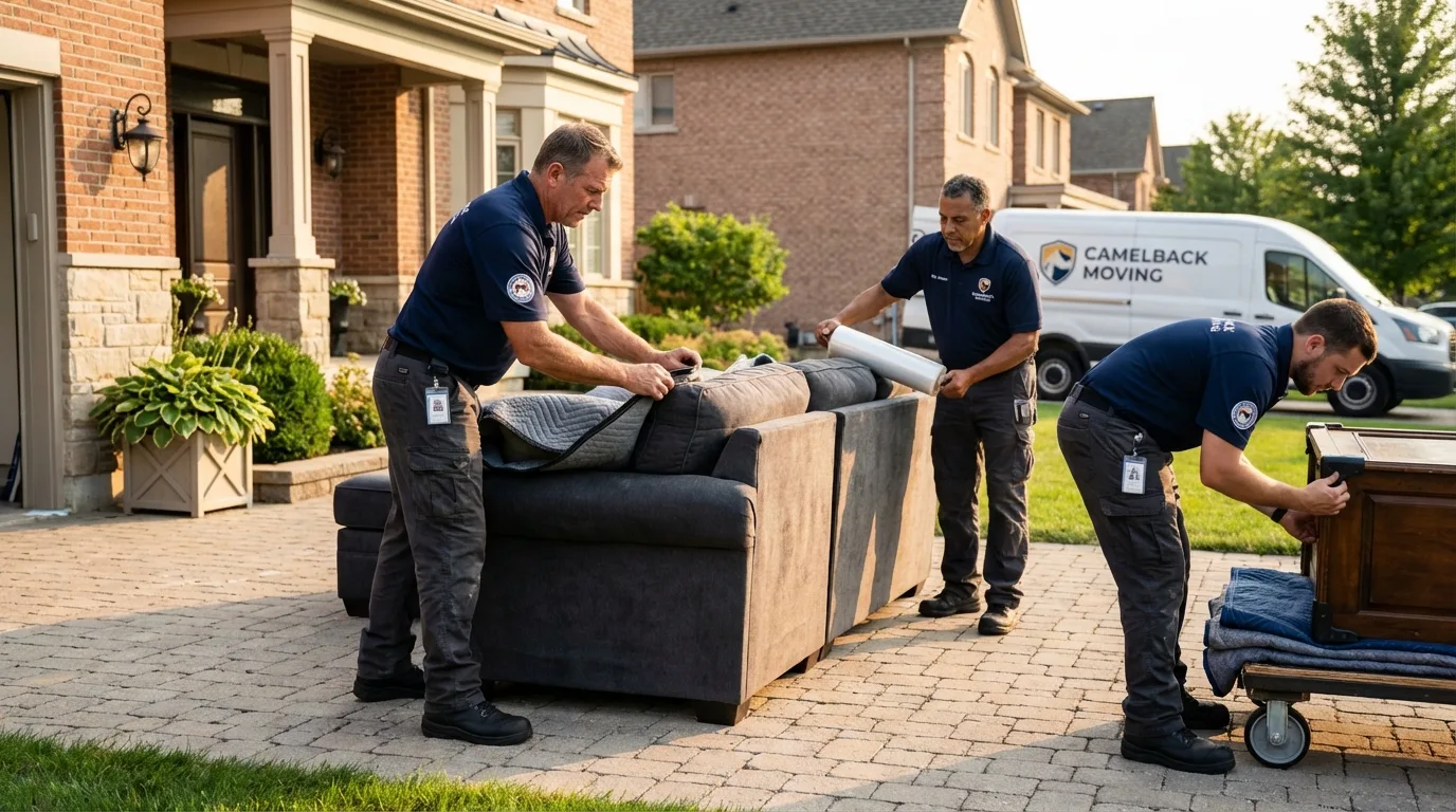 Large estate moving crew wrapping furniture in Bloomingdale, NJ