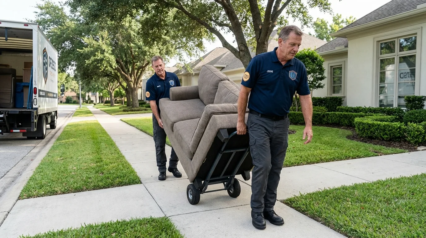 Local residential moving crew loading furniture in Bloomingdale, NJ